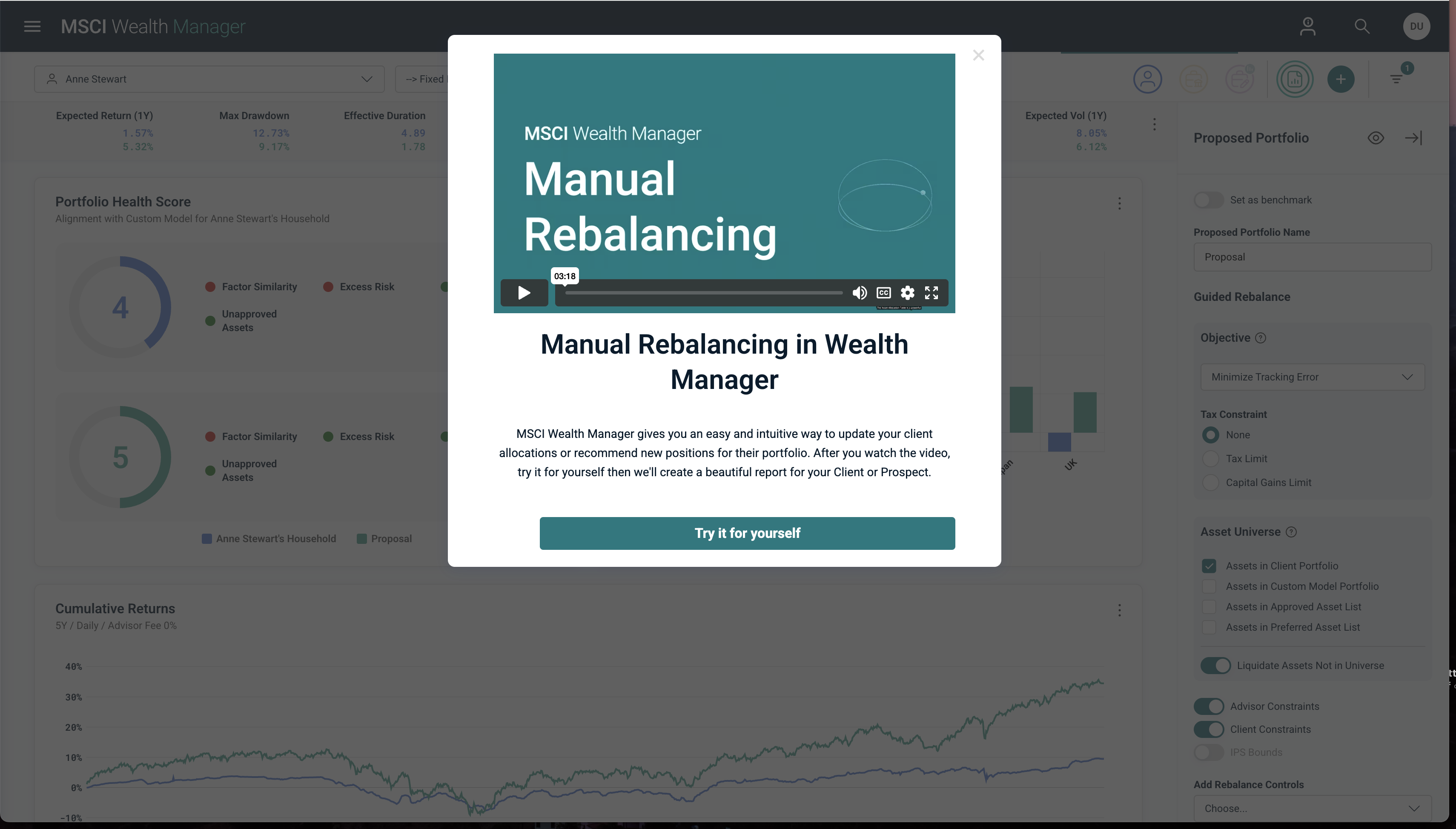 MSCI Wealth Manager guided click-through workflow